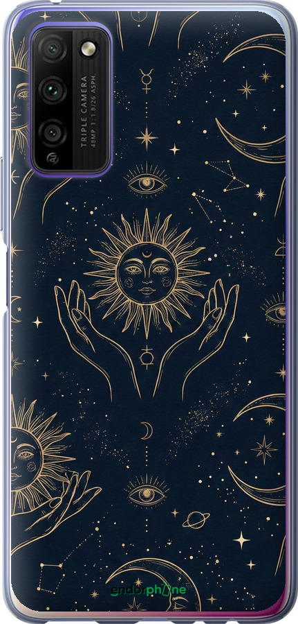 Силиконовый чехол Celestial Harmony: Sun & Moon Gold Mystic Pattern для Huawei Honor 30 Lite - 6778u-2074 изображение 