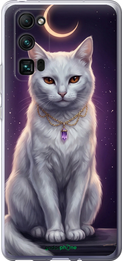 Силиконовый чехол Mystic White Cat Gothic Dark Purple Gold для Huawei Honor 30 Pro - 6805u-1920 изображение 