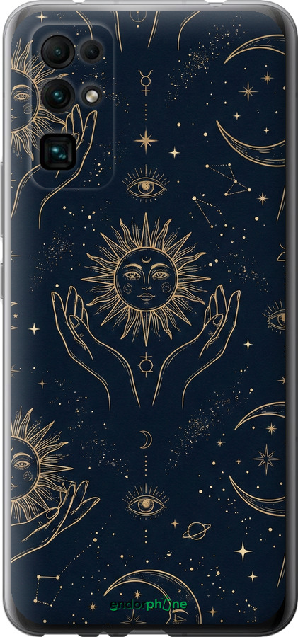 Силиконовый чехол Celestial Harmony: Sun & Moon Gold Mystic Pattern для Huawei Honor 30 - 6778u-1921 изображение 