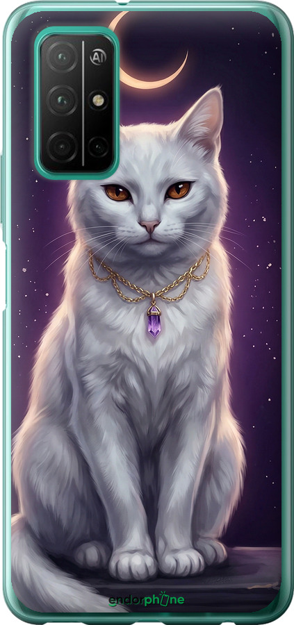 Силиконовый чехол Mystic White Cat Gothic Dark Purple Gold для Huawei Honor 30S - 6805u-1897 изображение 