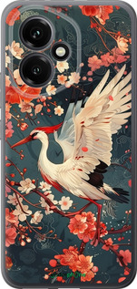 Силиконовый чехол Сакура и аист для Huawei Honor 400 5G - 6108u-4017 изображение 