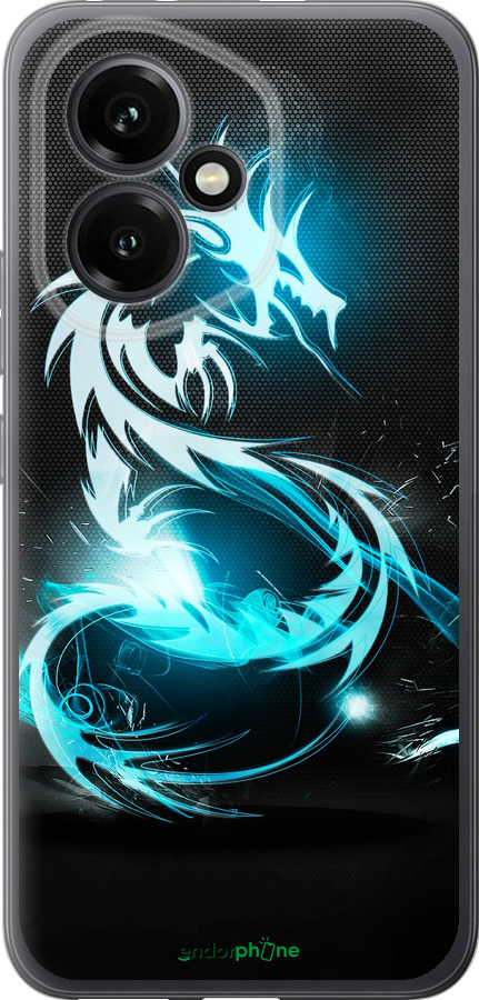 Силиконовый чехол Бело-голубой огненный дракон для Huawei Honor 400 5G - 113u-4017 изображение 