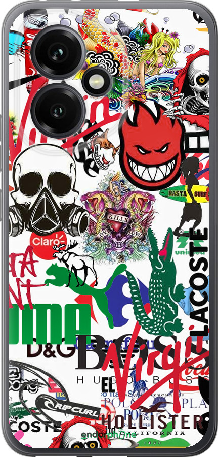 Силиконовый чехол Many different logos для Huawei Honor 400 5G - 4022u-4017 изображение 