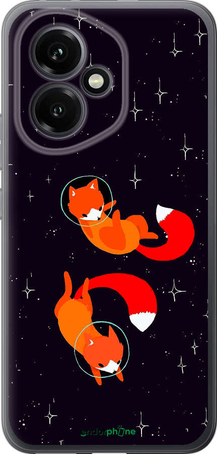 Силиконовый чехол Лисички в космосе для Huawei Honor 400 5G - 4519u-4017 изображение 