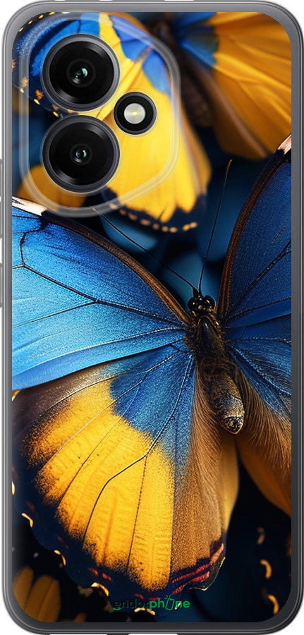 Силиконовый чехол Желто-голубые бабочки для Huawei Honor 400 5G - 6046u-4017 изображение 
