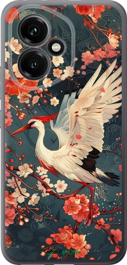Силиконовый чехол Сакура и аист для Huawei Honor 400 5G - 6108u-4017 изображение 
