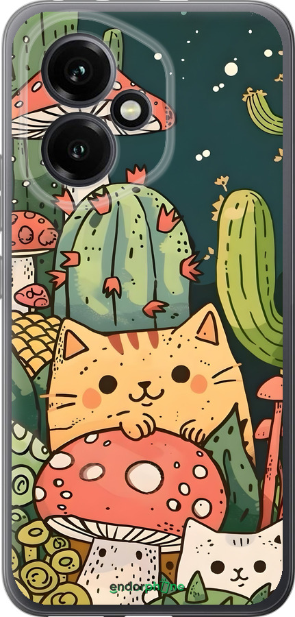 Силиконовый чехол Коты грибы для Huawei Honor 400 5G - 6321u-4017 изображение 