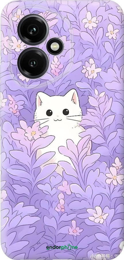 Силиконовый чехол Котик в цветах для Huawei Honor 400 5G - 6390u-4017 изображение 