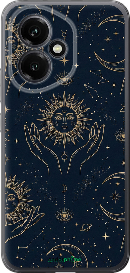 Силиконовый чехол Celestial Harmony: Sun & Moon Gold Mystic Pattern для Huawei Honor 400 5G - 6778u-4017 изображение 