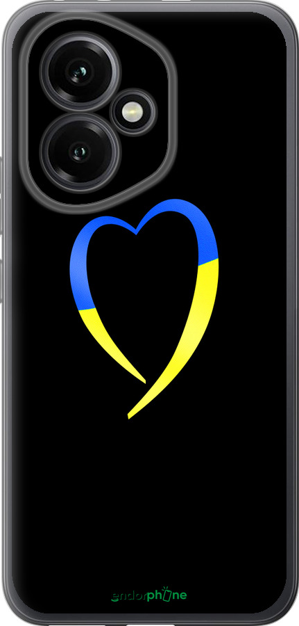 Силиконовый чехол Жёлто-голубое сердце для Huawei Honor 400 5G - 885u-4017 изображение 