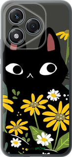 Силиконовый чехол Черный кот с цветами для Huawei Honor 400 Lite 5G - 6448u-3993 изображение 