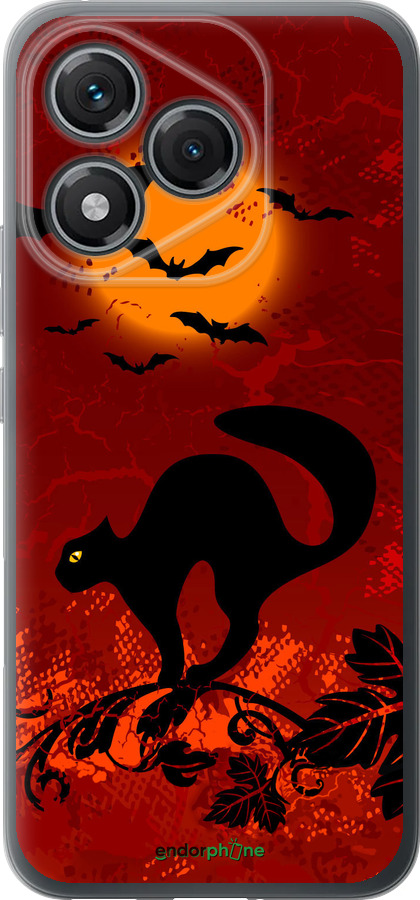 Силиконовый чехол Чёрная кошка под луной для Huawei Honor 400 Lite 5G - 1190u-3993 изображение 