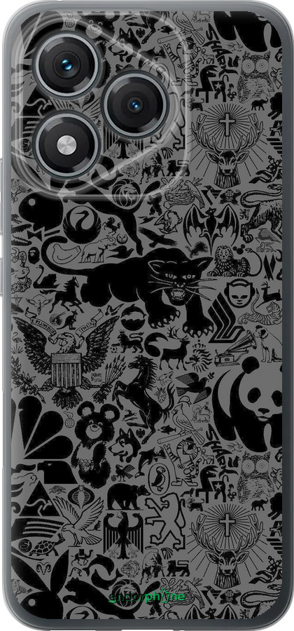 Силиконовый чехол Чёрно-серый стикер бомбинг для Huawei Honor 400 Lite 5G - 2432u-3993 изображение 