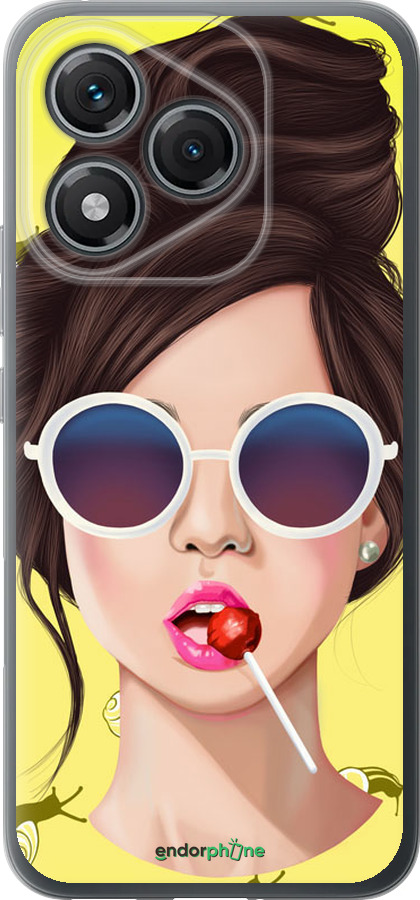 Силиконовый чехол Девушка с чупа-чупсом для Huawei Honor 400 Lite 5G - 3979u-3993 изображение 