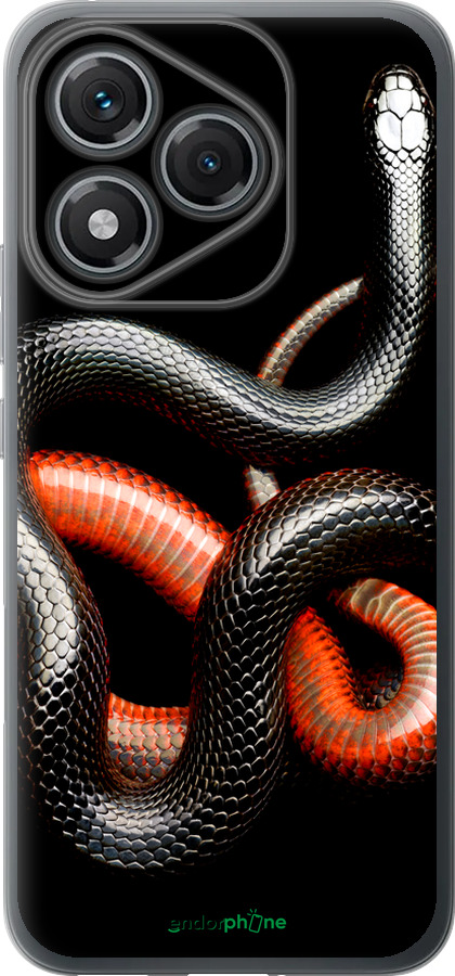 Силиконовый чехол Красно-черная змея на черном фоне для Huawei Honor 400 Lite 5G - 4063u-3993 изображение 