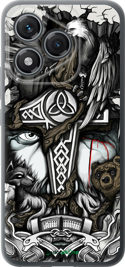 Силиконовый чехол Тату Викинг для Huawei Honor 400 Lite 5G - 4098u-3993 изображение 