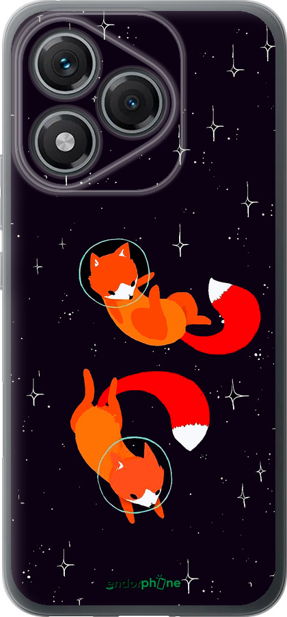Силиконовый чехол Лисички в космосе для Huawei Honor 400 Lite 5G - 4519u-3993 изображение 