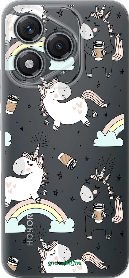 Силиконовый чехол Единорог и кофе для Huawei Honor 400 Lite 5G - 4661u-3993 изображение 