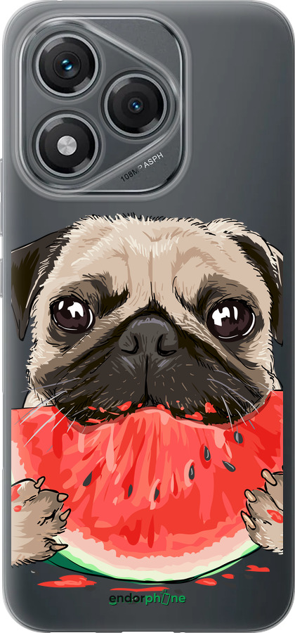 Силиконовый чехол Мопс и арбуз для Huawei Honor 400 Lite 5G - 4665u-3993 изображение 