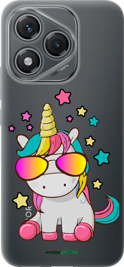 Силиконовый чехол Единорог в очках для Huawei Honor 400 Lite 5G - 4879u-3993 изображение 