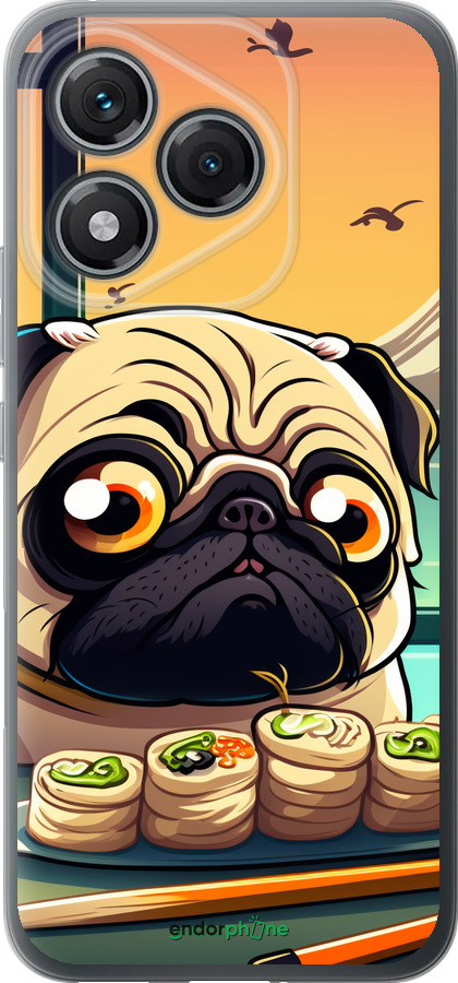 Силиконовый чехол Мопс и суши для Huawei Honor 400 Lite 5G - 5588u-3993 изображение 