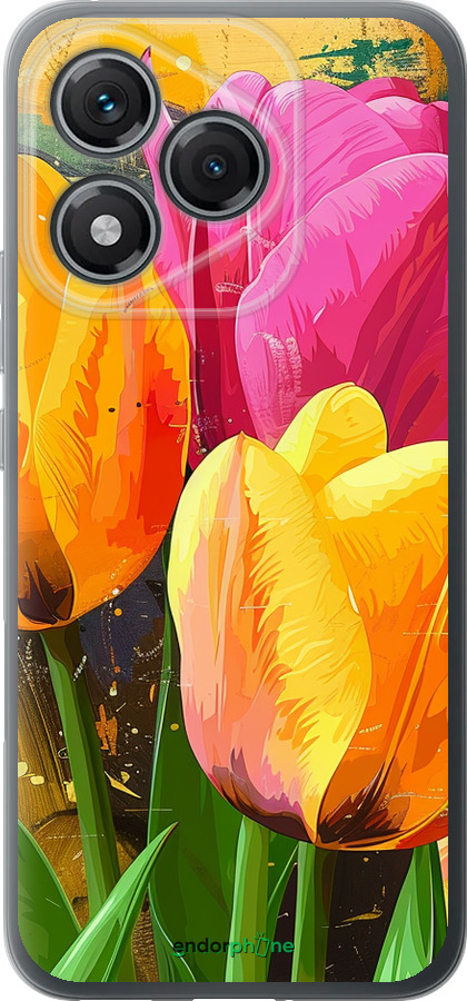 Силиконовый чехол Нарисованные тюльпаны для Huawei Honor 400 Lite 5G - 5990u-3993 изображение 