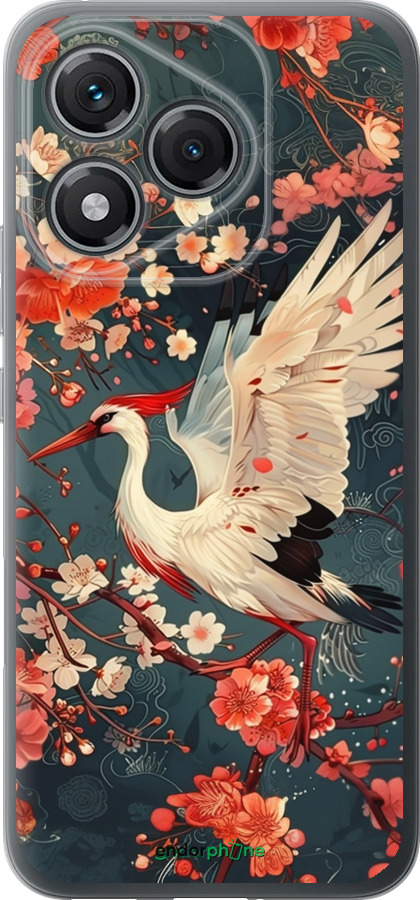 Силиконовый чехол Сакура и аист для Huawei Honor 400 Lite 5G - 6108u-3993 изображение 