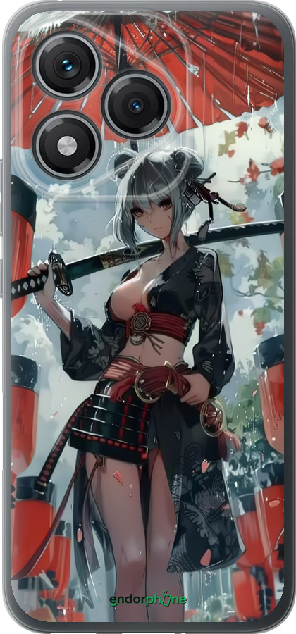 Силиконовый чехол Гейша-воин для Huawei Honor 400 Lite 5G - 6124u-3993 изображение 