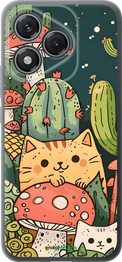Силиконовый чехол Коты грибы для Huawei Honor 400 Lite 5G - 6321u-3993 изображение 