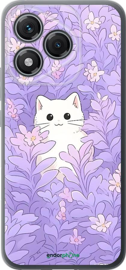 Силиконовый чехол Котик в цветах для Huawei Honor 400 Lite 5G - 6390u-3993 изображение 