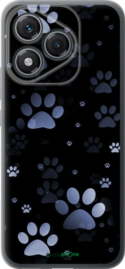 Силиконовый чехол С синими отпечатками лап для Huawei Honor 400 Lite 5G - 6441u-3993 изображение 