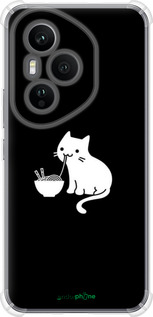 Силикон с усиленными углами чехол С милым котом на черном фоне для Huawei Honor 400 PRO 5G - 6528sp-4036 изображение 