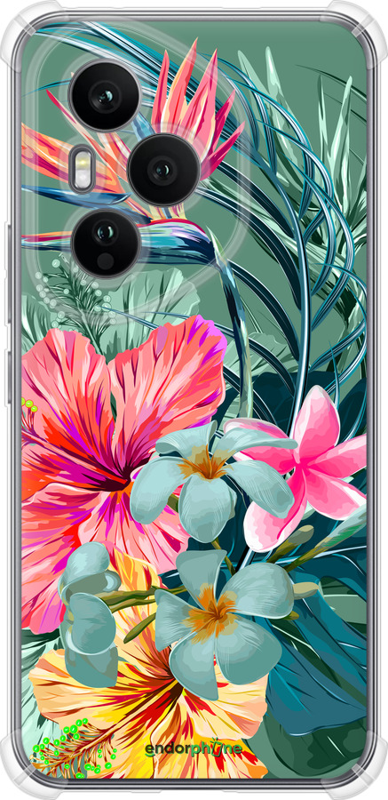 Силикон с усиленными углами чехол Тропические цветы v1 для Huawei Honor 400 PRO 5G - 4667sp-4036 изображение 