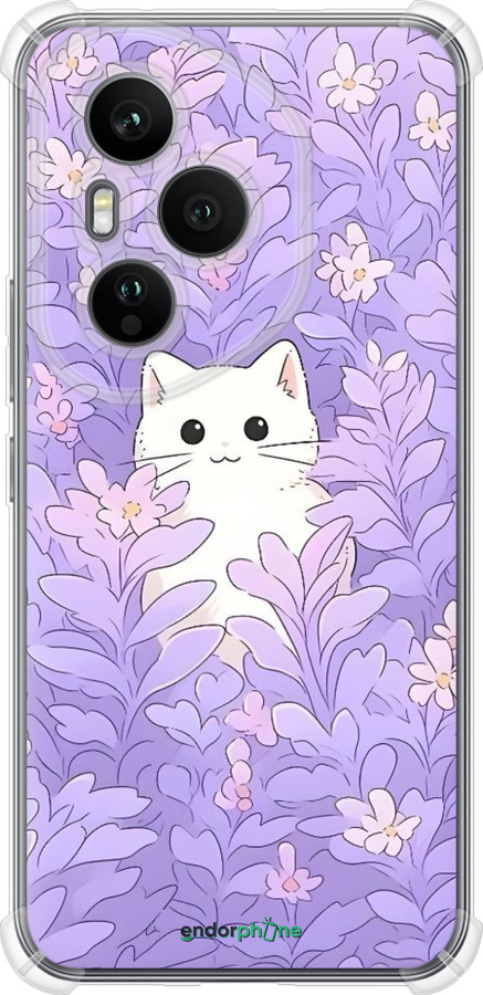 Силикон с усиленными углами чехол Котик в цветах для Huawei Honor 400 PRO 5G - 6390sp-4036 изображение 