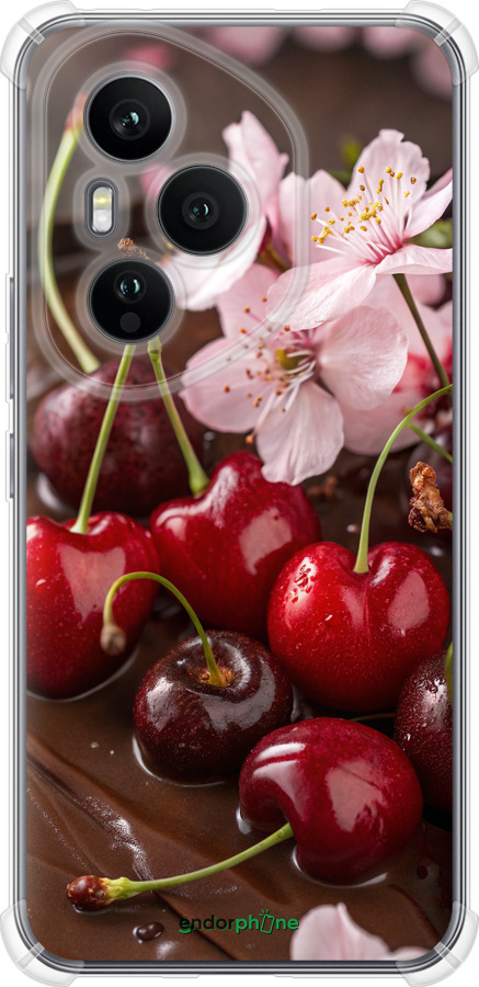 Силикон с усиленными углами чехол Вишня в шоколаде для Huawei Honor 400 PRO 5G - 6698sp-4036 изображение 
