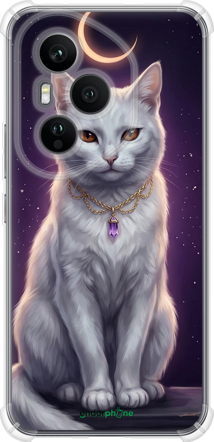 Силикон с усиленными углами чехол Mystic White Cat Gothic Dark Purple Gold для Huawei Honor 400 PRO 5G - 6805sp-4036 изображение 