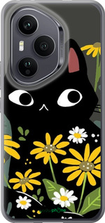 Силиконовый чехол Черный кот с цветами для Huawei Honor 400 PRO 5G - 6448u-4036 изображение 