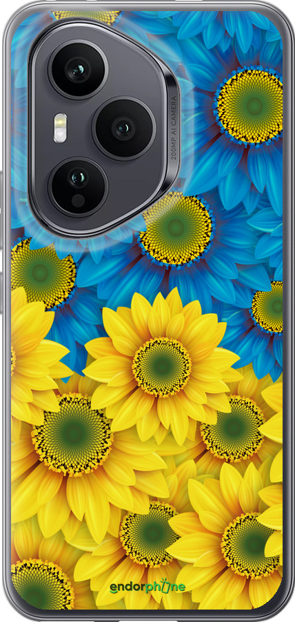 Силиконовый чехол Жёлто-голубые цветы для Huawei Honor 400 PRO 5G - 1048u-4036 изображение 