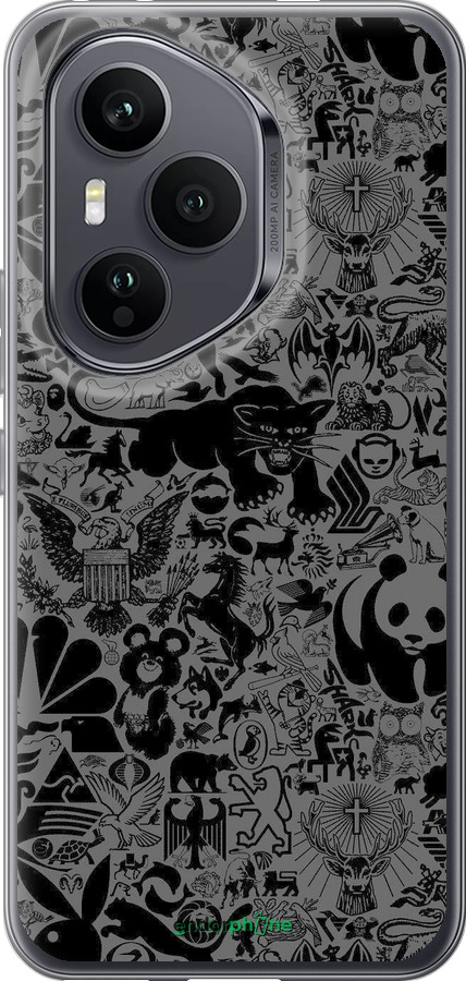 Силиконовый чехол Чёрно-серый стикер бомбинг для Huawei Honor 400 PRO 5G - 2432u-4036 изображение 