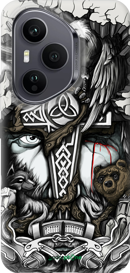 Силіконовий чехол Тату Вікінг для Huawei Honor 400 PRO 5G - 4098u-4036 изображение 