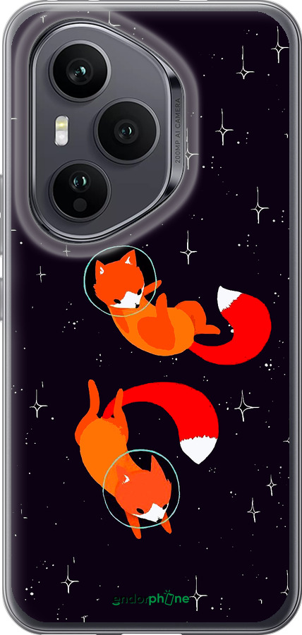 Силиконовый чехол Лисички в космосе для Huawei Honor 400 PRO 5G - 4519u-4036 изображение 