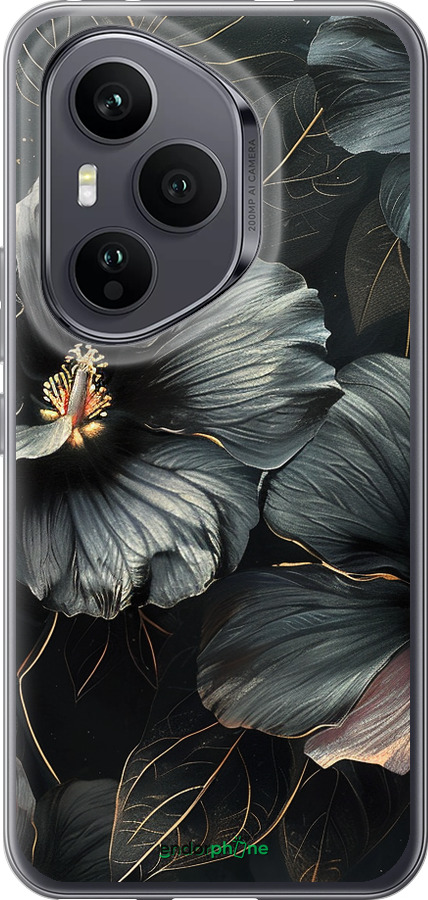 Силиконовый чехол Черные цветы для Huawei Honor 400 PRO 5G - 6031u-4036 изображение 