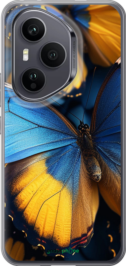 Силиконовый чехол Желто-голубые бабочки для Huawei Honor 400 PRO 5G - 6046u-4036 изображение 