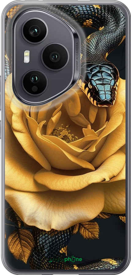 Силіконовий чехол Black snake and golden rose для Huawei Honor 400 PRO 5G - 6068u-4036 изображение 