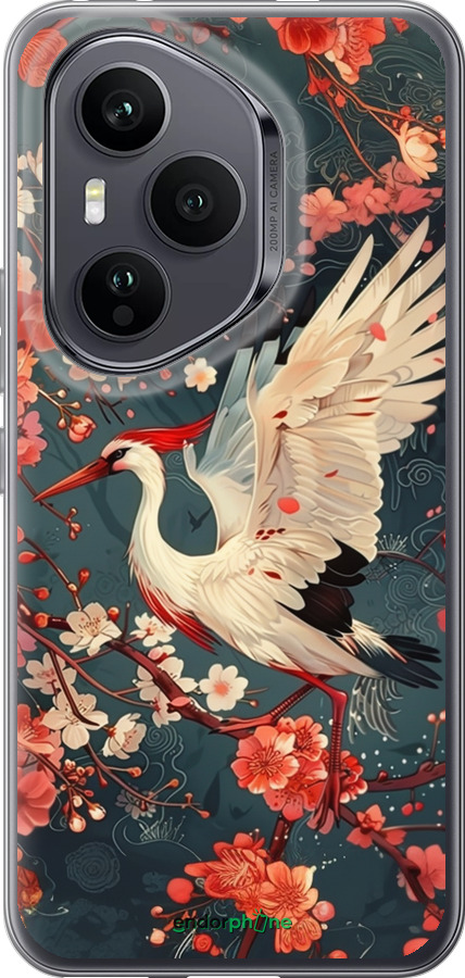 Силиконовый чехол Сакура и аист для Huawei Honor 400 PRO 5G - 6108u-4036 изображение 