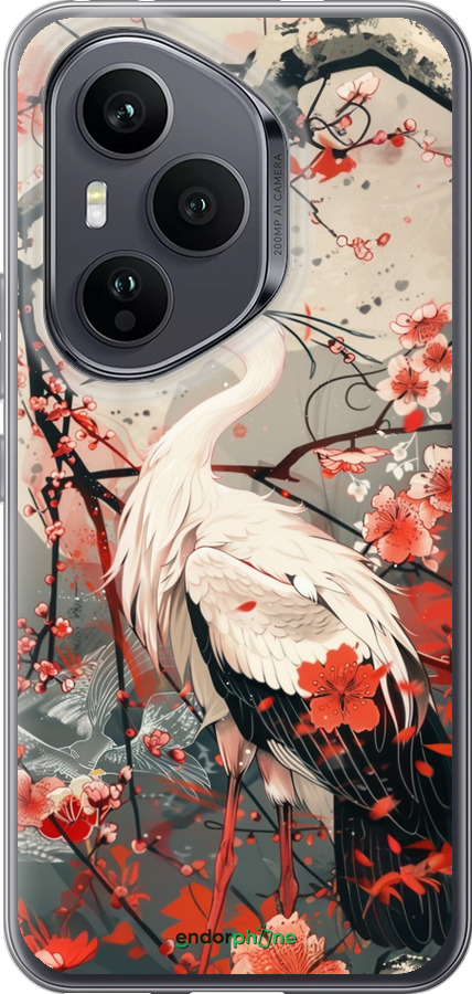 Силиконовый чехол Аист в цвету сакуры для Huawei Honor 400 PRO 5G - 6109u-4036 изображение 