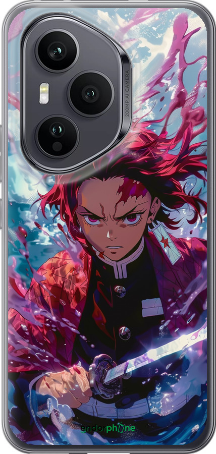 Силиконовый чехол Танджиро Камадо: Клинок рассекающий демонов для Huawei Honor 400 PRO 5G - 6111u-4036 изображение 