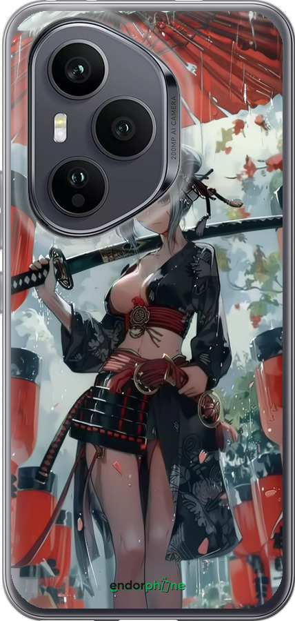 Силиконовый чехол Гейша-воин для Huawei Honor 400 PRO 5G - 6124u-4036 изображение 