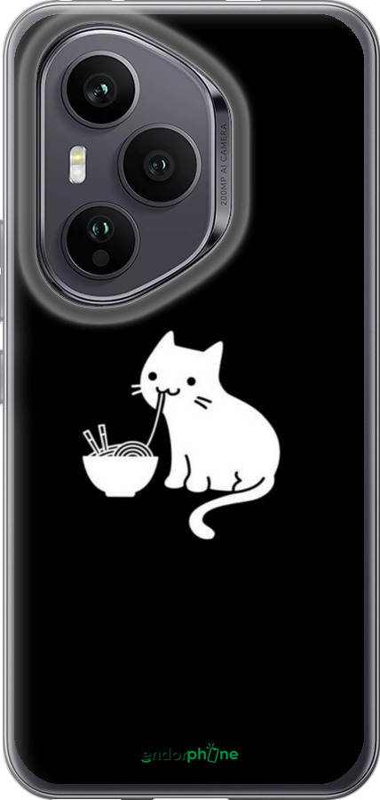 Силиконовый чехол С милым котом на черном фоне для Huawei Honor 400 PRO 5G - 6528u-4036 изображение 