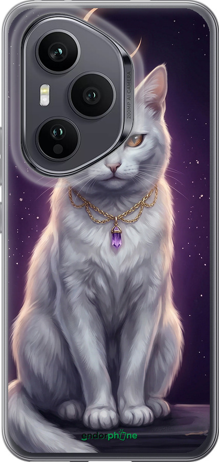 Силиконовый чехол Mystic White Cat Gothic Dark Purple Gold для Huawei Honor 400 PRO 5G - 6805u-4036 изображение 